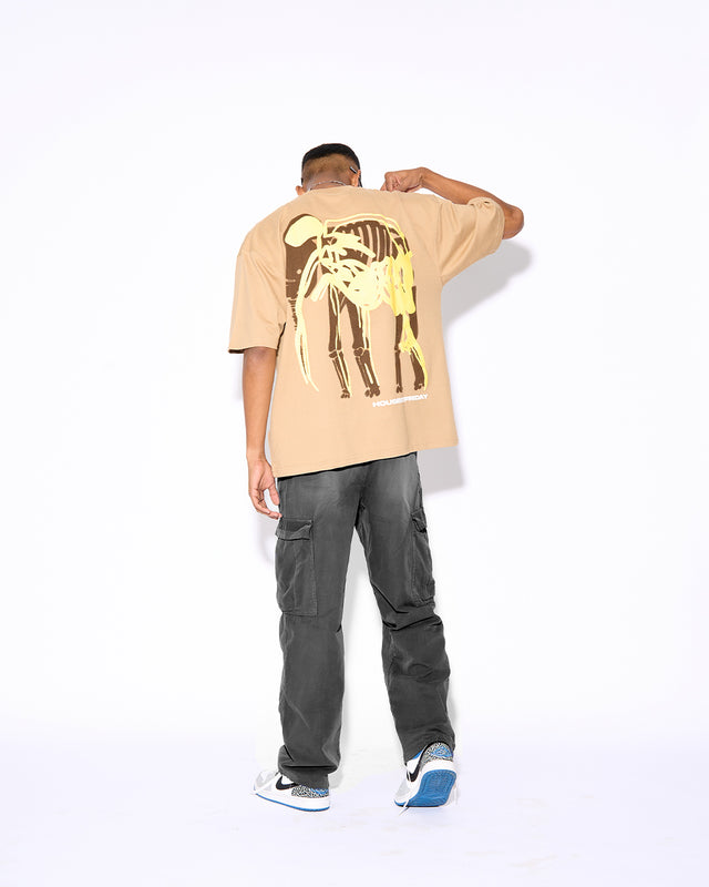 OVERSIZED BEIGE TEE - TUSKED TITAN