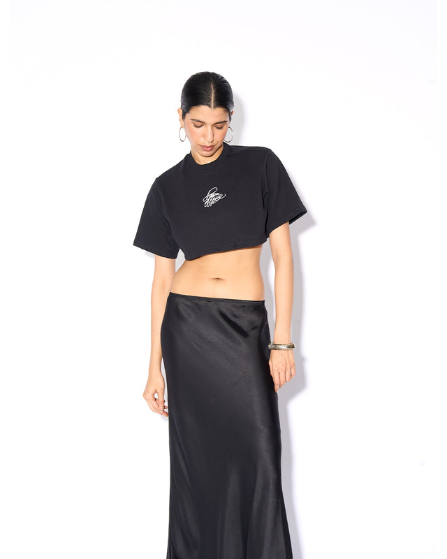 RELAXED FIT BLACK CROP TOP - ENCHANTED REIGN