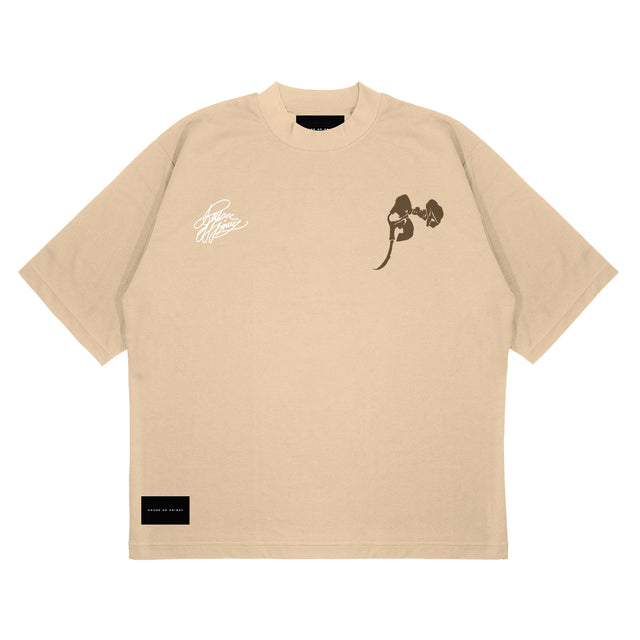 OVERSIZED BEIGE TEE - TUSKED TITAN