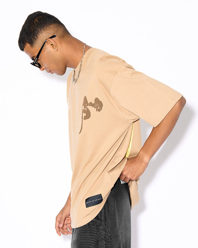 OVERSIZED BEIGE TEE - TUSKED TITAN