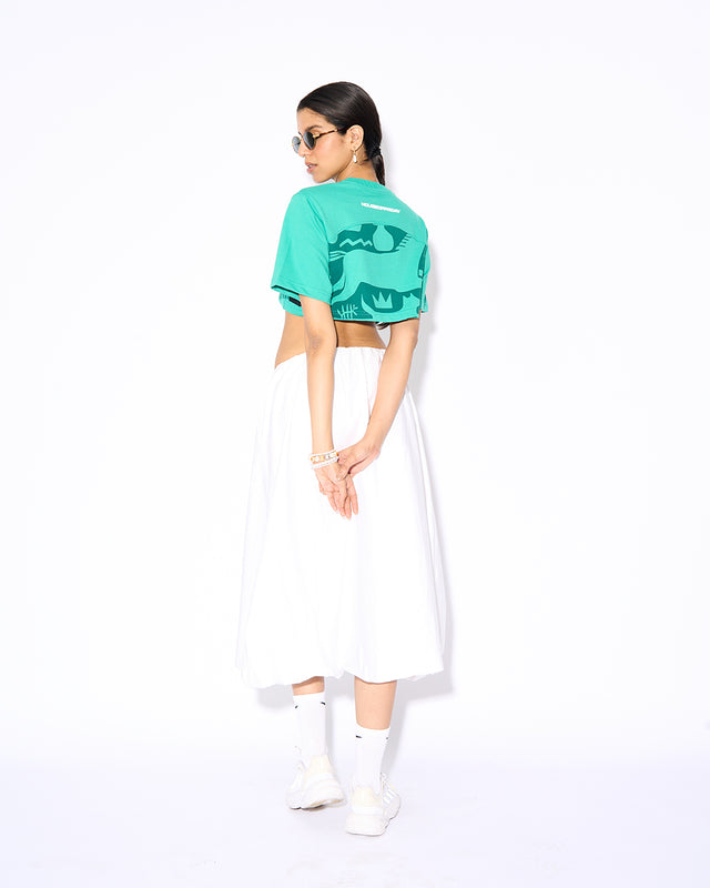 RELAXED FIT GREEN CROP TOP - RAINFOREST RUMBLE