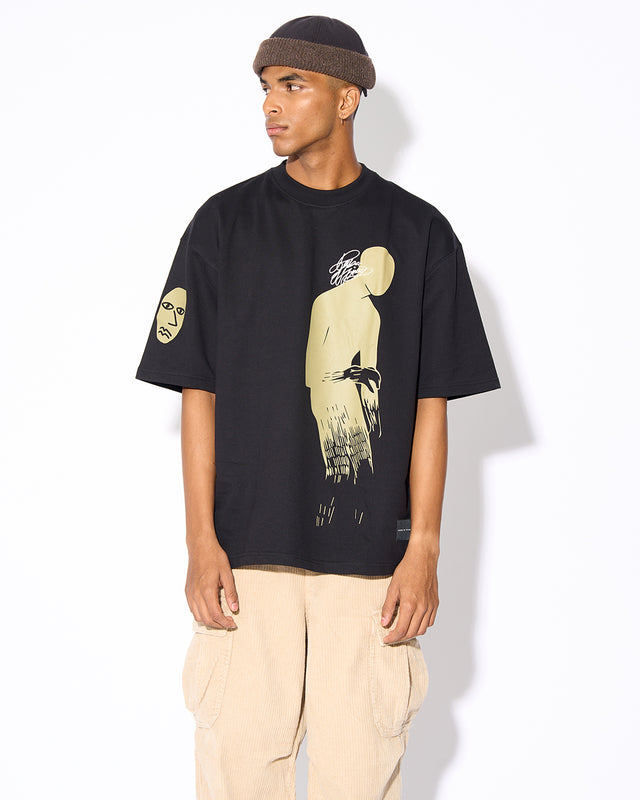 OVERSIZED BLACK TEE - STORMY SHADOW